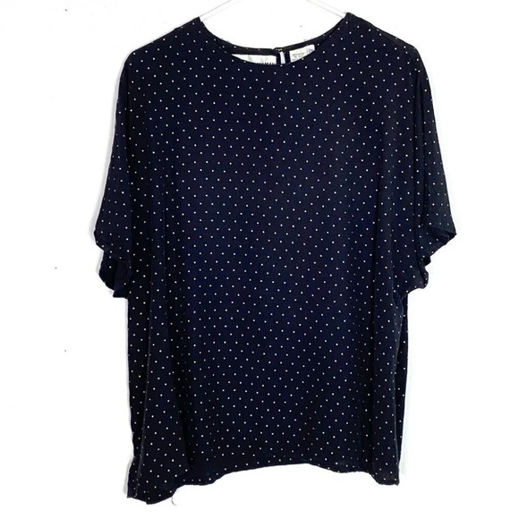 Vintage 90s Blouse Black Gold Polka Dot Womens Plus Size 2X 2XL Short Sleeve - Picture 1 of 11